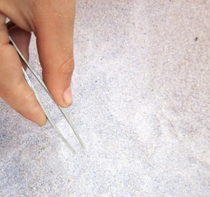 Tweezers and sand