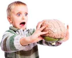 Kid with brain in hand